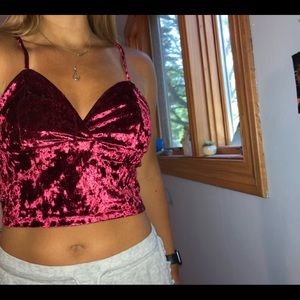 NWOT SHEIN Velvet Crop Top, Red Velvet, Medium